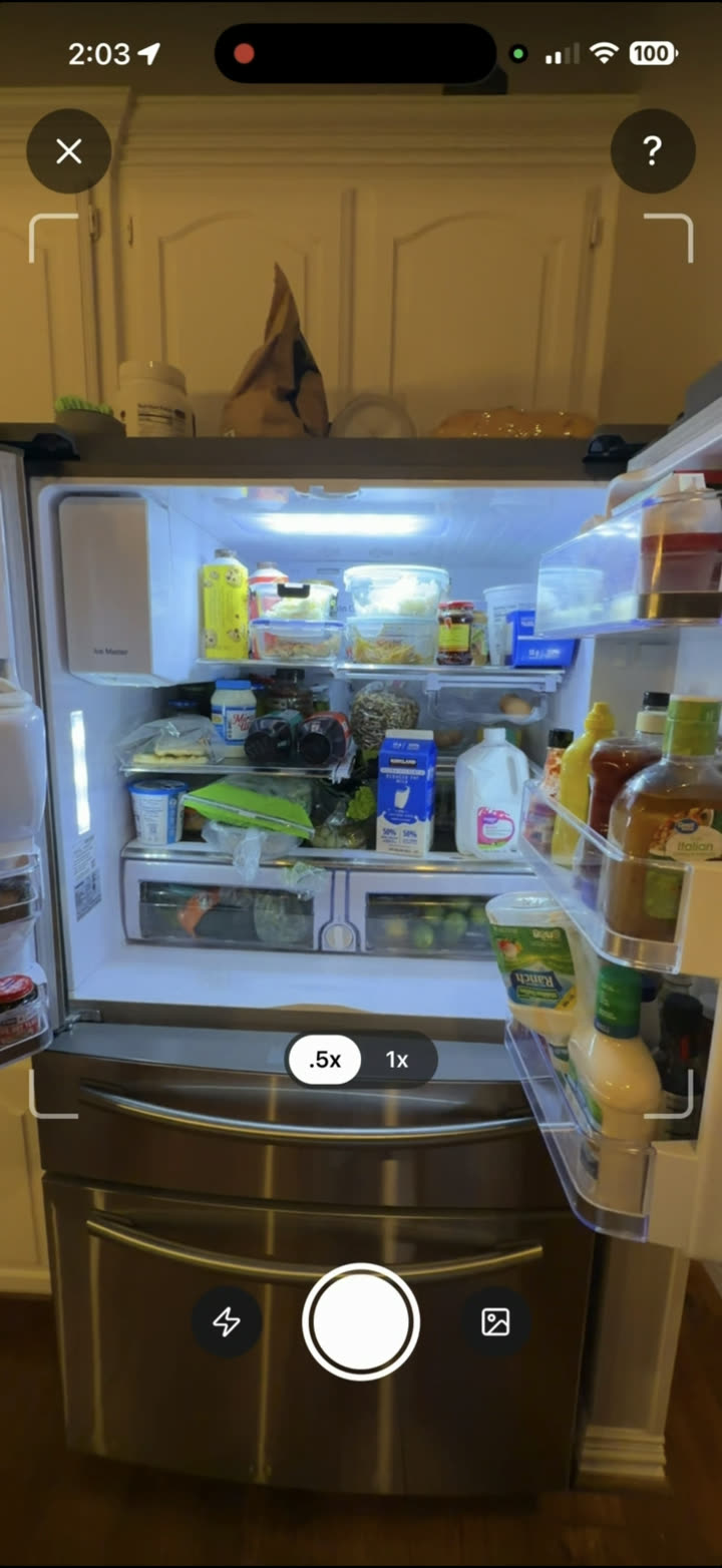 The Pantry camera open on a fridge